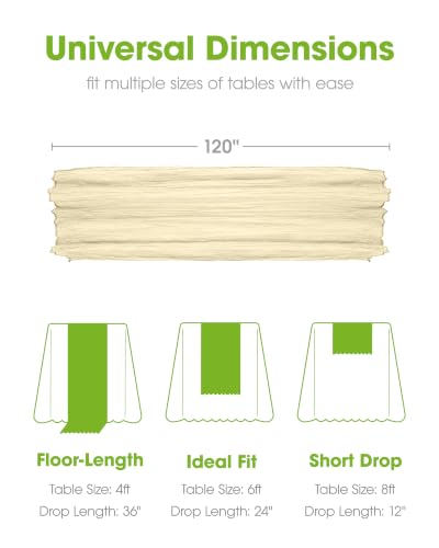 Pureegg 2 Pack Cheesecloth Table Runner 120 Inch Beige - color: Beige, size: 120" - 2 Packs