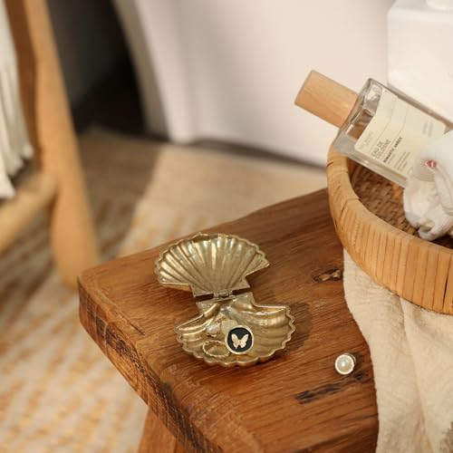 NIKKY HOME Gold Seashell Trinket Jewelry Box, Mini Ring Storage Organizer