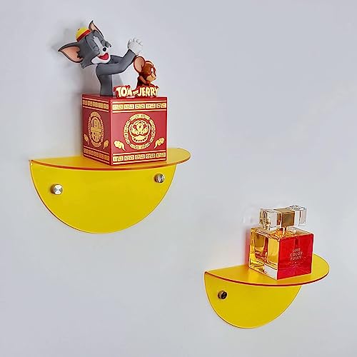 ROYALITA 2-Pack Small Acrylic Shelves Room Decor Floating Shelves, Yellow - color: Yellow
