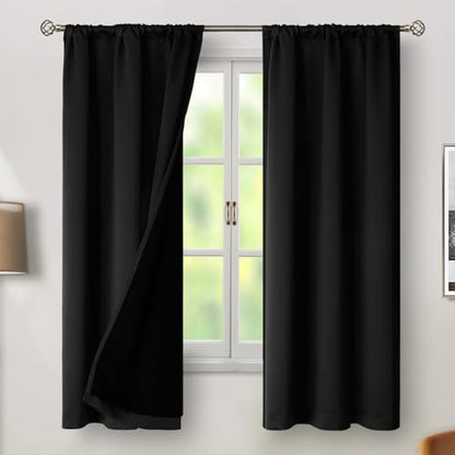 BGment Black 100% Blackout Curtains 63 Inches Long for Bedroom, 2 Panels - color: Black, size: 38"W x 63"L (Pack of 2)