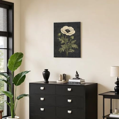 Framed Botanical Wall Art, Moody Poppy Canvas Prints, 16x24 Inch - color: Poppy