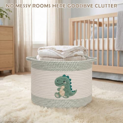 Baby Laundry Basket for Nursery, Large 15”x12” Dinosaurs Storage Baskets - color: Dinosaurs