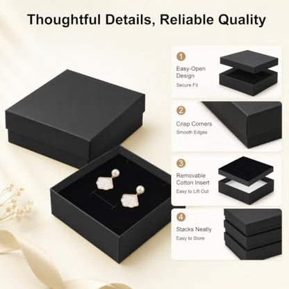 Small Jewelry Gift Boxes, 20 Pack 3.5x3.5x1 Inch, Black - color: Black, size: 3.5x3.5x1 Inch (Pack of 20)