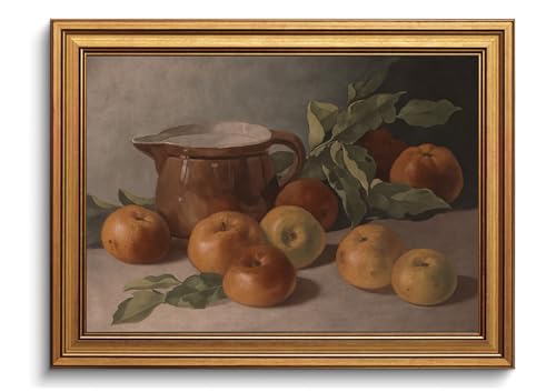 Vintage Gold Framed Wall Art Harvest Apples Still Life Oil Painting - color: Still life, size: 12"x16"