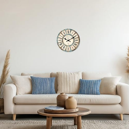 Retro Wooden Wall Clocks Battery Operated 10 Inch - color: Blue1, size: 10 Inch