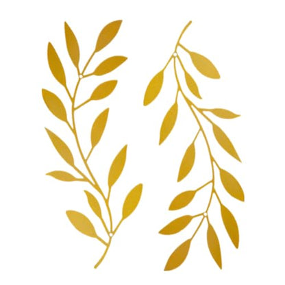 Deanvzes 2 Pieces Metal Tree Leaf Wall Sculptures Ornament Vine Olive Branch Leaf Wall Art Wrought Iron for Living Room Bar Hanging Ornaments (Gold) - color: Gold