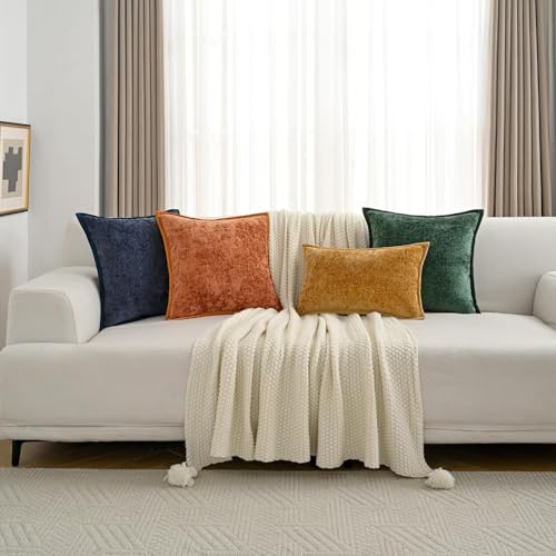 FUTEI Pack of 2 Chenille Soft Throw Pillow Covers 20x20 Inch, Light Blue - color: Light Blue, size: 20" x 20" (Pack of 2)