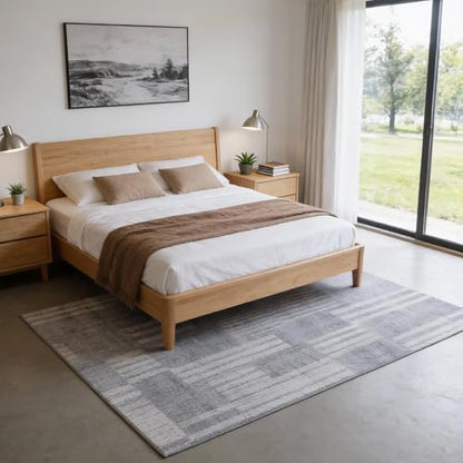 Washable Area Rugs 5'x7' Non-Slip Modern Abstract Soft for Living Room Entryway Bedroom Nursery, Print Pattern, Ash Tonal Gray - color: Flat Printed Ash Tonal Gray Rug, size: 5' x 7' (Rectangular)