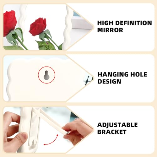 Wave Table Desk Vanity Makeup Mirror Small Make Up Office Mirror White - color: White