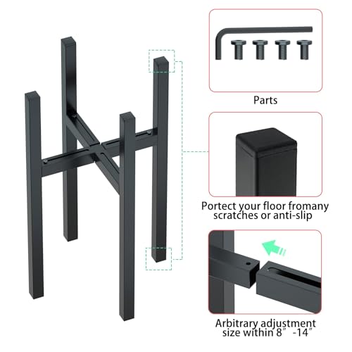 Urban Deco 1PK Adjustable Metal Plant Stand, Fits 8-14 Inch Pots, Black - size: 8-14inch 1PK