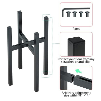 Urban Deco 1PK Adjustable Metal Plant Stand, Fits 8-14 Inch Pots, Black - size: 8-14inch 1PK