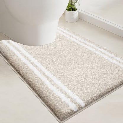 PURRUGS Bathroom Rug, Bath Mat, 20" x 24" U-Shaped, Beige - color: Beige, size: 20" X 24" U-Shaped