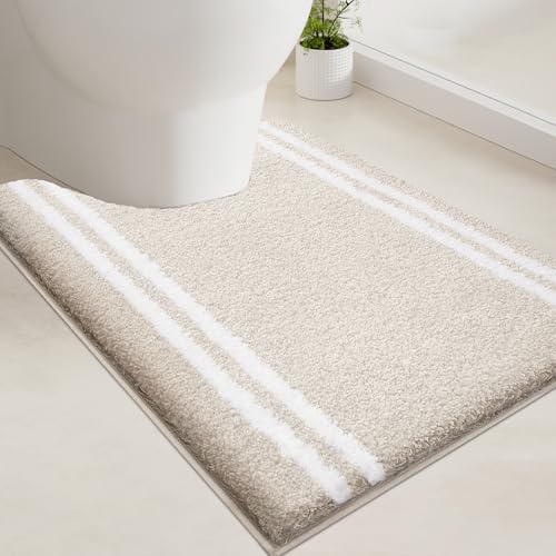PURRUGS Bathroom Rug, Bath Mat, 20" x 24" U-Shaped, Beige - color: Beige, size: 20" X 24" U-Shaped