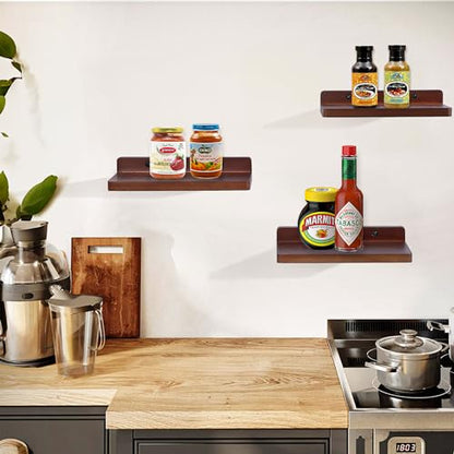 Small Floating Shelves for Wall,5x8.5 Inch,Set of 3,Dark Walnut - color: Dark Walnut