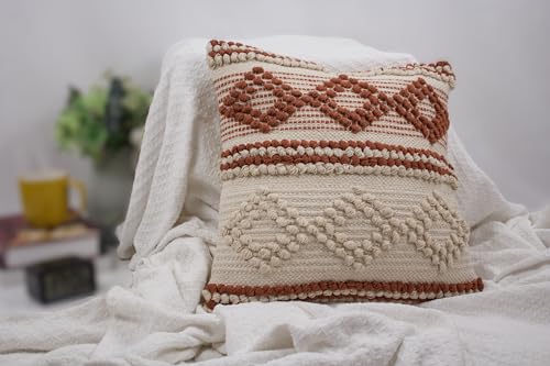 TreeWool 100% Cotton Woven Throw Pillow Cover (Pack of 1, 18" x 18", Kaavi) - color: Kaavi