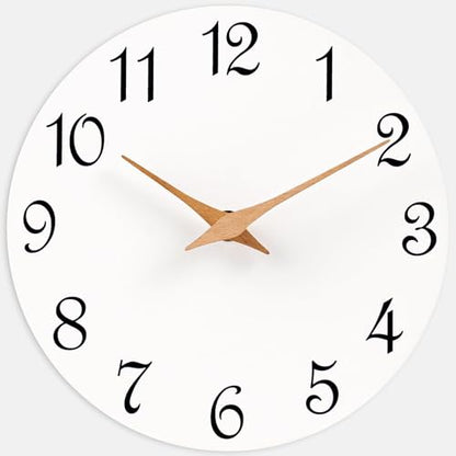 Mosewa Wall Clock Silent Non-Ticking Battery Operated Simple Wooden 14" - color: F_white, size: 14 Inch