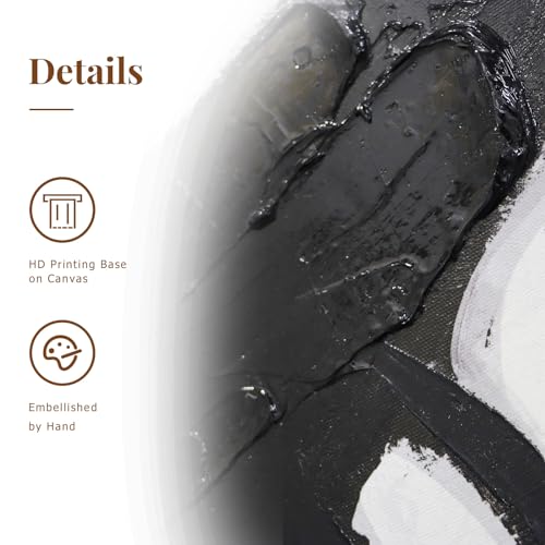 Zessonic Black and White Abstract 3D Textured Canvas Wall Art,24"x36"x2 - color: Black and White - B, size: 24" x 36" x 2 Panels Framed