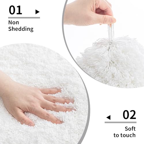 Disolla White Bathroom Rugs 24x36, Microfiber Non-Slip Plush Thick Bath Mat - color: White, size: 2' x 3' (24''x36'' Bathroom Rug)