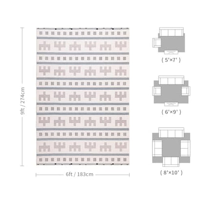6x9 Washable Area Rug for Living Room, Southwestern Tribal, Cream Beige - color: Cream Beige, size: 6' x 9'(Rectangular)