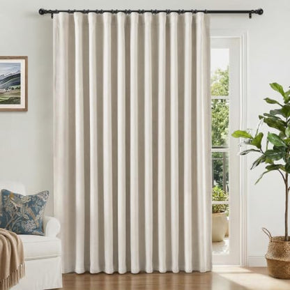 INOVADAY Linen Textured 100% Blackout Sliding Door Curtains 102x96 Beige - color: Beige, size: 102"W x 96"L (Pack of 1)