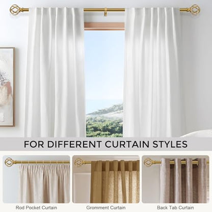 2 Pack Gold Curtain Rod 30-42 Inch, Adjustable Curtain Rods for Windows - color: Brass Gold, size: 30"-42"|2 Pack