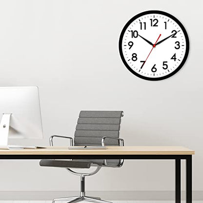 AKCISOT 14 Inch Wall Clock, Silent Battery Operated Analog Clock, Black - color: A_black, size: 14 Inch