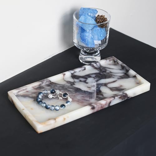 100% Natural Marble Tray, 10"x5" Calaccata Viola Vanity Tray - color: Viola-rectangle-10"x5"x0.7"