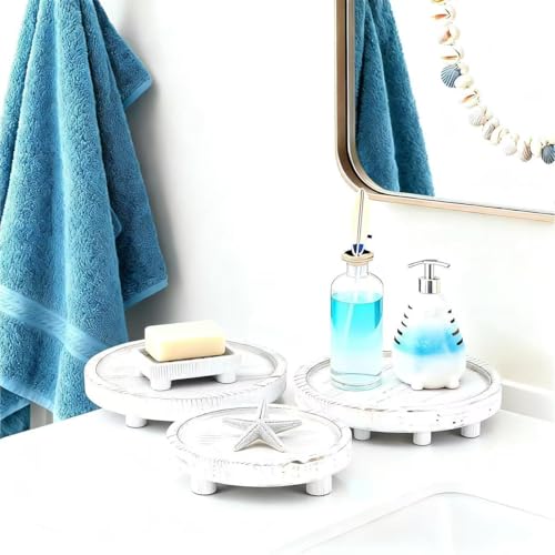 3 Pcs Wooden Risers for Display Round Pedestal Stand - color: White