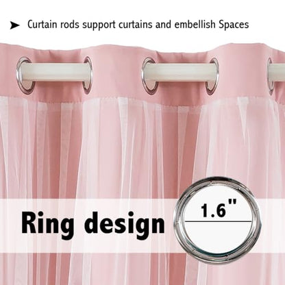 indistar Home Blackout Curtains Double Layer Solid Sheer Grommet Top Window Curtain Panel Pair, 35Wx63L，Blush Pink - color: Blush Pink, size: 35"W x 63"L (Pack of 2)