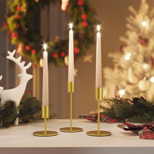 zeochyni Gold Taper Candle Holder Metal Candlestick Holders Set of 6 - color: Gold, size: Set of 6