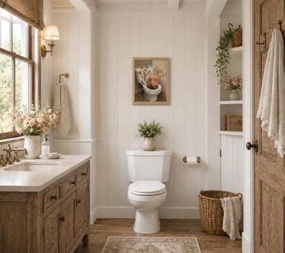 Framed Toilet Flower Canvas Wall Art Poster Prints 12×16In 1P Can Be Hung - color: bathroom-2, size: 12×16in