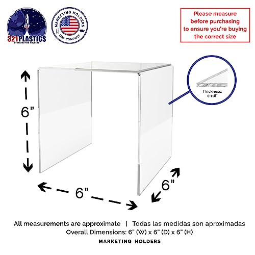 Marketing Holders Clear Acrylic Riser 6” Square Retail Jeweler Ring Box Platform Lucite Collectible Coins Throne Counter or Tabletop Pedestal - size: 6" Riser