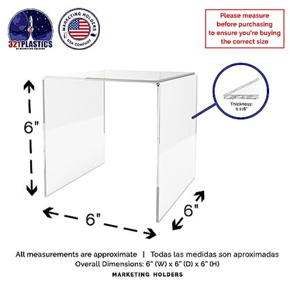 Marketing Holders Clear Acrylic Riser 6” Square Retail Jeweler Ring Box Platform Lucite Collectible Coins Throne Counter or Tabletop Pedestal - size: 6" Riser