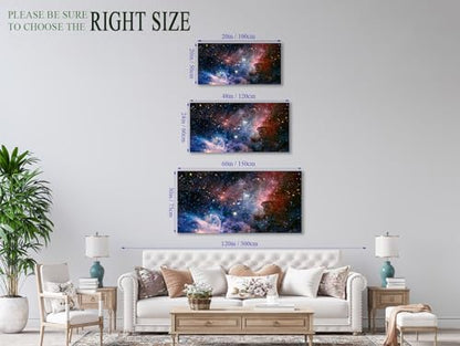 Outer Space Framed Canvas Wall Art Galaxy Nebula Starry Prints, 24"x48" - color: Dark Red Universe, size: 48"L x 24"W