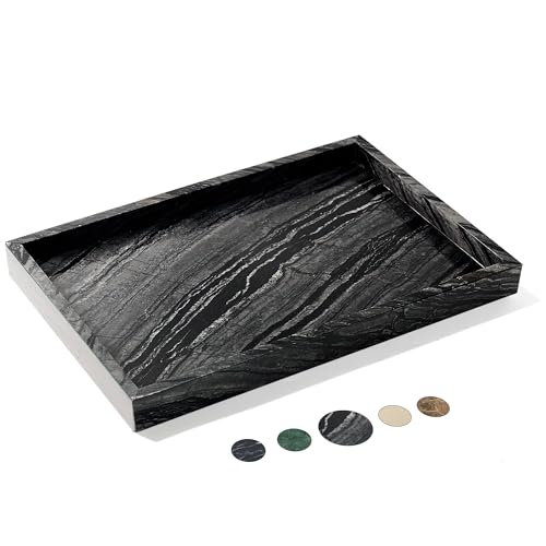 YMXYJM Natural Marble Tray for Bathroom, Genuine Ancient Wood Grain Marble Vanity Tray, Luxury Stone Trays for Dresser, Home Decor, Kitchen, Non-Resin/Non-Ceramic, 12"x 8", Ancient Wood Grain - color: Ancient Wood Grain, size: 12" x 8" x 1.2"