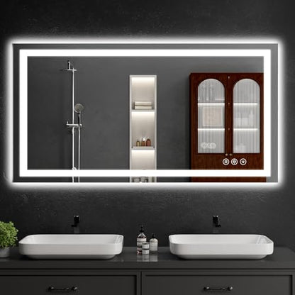 50"x30" LED Bathroom Mirror with Lights, Dimmable，Anti-Fog，Bathroom Vanity Mirror for Wall, Backlit + Front Lit, Memory Function, Shatter-Proof，Tempered Glass - size: 30"L x 50"W