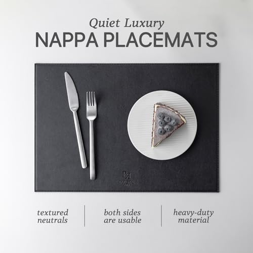 Baroyal Faux Leather Placemats Set of 4 Vinyl Washable Wipeable Table Mats for Kitchen Dining Table Heat Resistant Waterproof Modern Indoor/Outdoor Placemats Non-Slip Easy Clean Place Mats (Black) - color: B-black