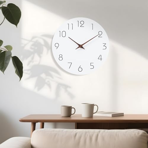 Mosewa Wall Clock 10" Silent Non-Ticking Battery Operated Modern Simple - color: A_white, size: 10 Inch