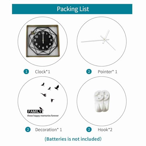 Large Wall Clock for Living Room Decor 16inch Silent Modern Clock - size: 16 inch