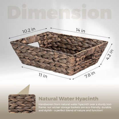 Set of 3 Snack Baskets, Water Hyacinth Basket,Wicker Snack Basket Organizer - color: Espresso Color