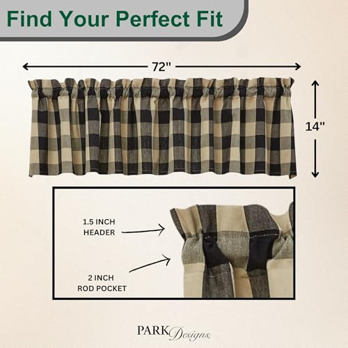 Park Designs Wicklow Buffalo Check Valance 113-47B - color: Black Valance