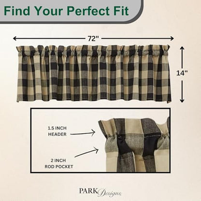Park Designs Wicklow Buffalo Check Valance 113-47B - color: Black Valance