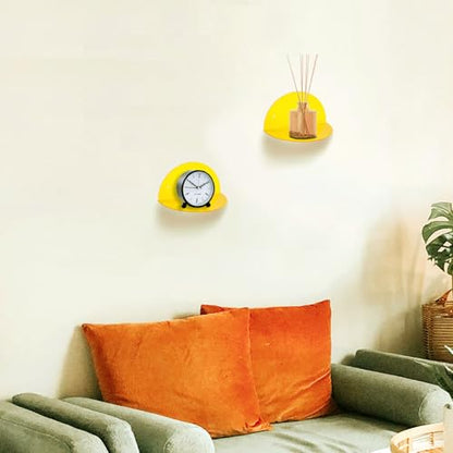 ROYALITA 2-Pack Small Acrylic Shelves Room Decor Floating Shelves, Yellow - color: Yellow