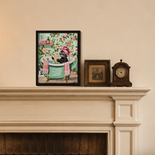 BIQRP Funny Cat Bathtub Reading Newspaper Bathroom Wall Art Decor Sign - color: BathCat