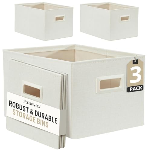 DECOMOMO Storage Bins for Shelves, 3x Tougher Storage Baskets | Large, 15x11x10 inches Collapsible Storage Bins (3pcs, Beige) - color: Beige, size: Large / 3 pcs