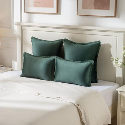 FUTEI Pack of 2 Velvet Throw Pillow Covers 24x24 Inch, Army Green - color: Army Green, size: 24" x 24" (Pack of 2)