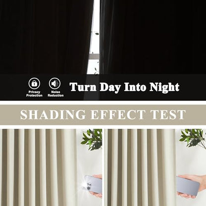 Vision Home Sand Pinch Pleated Full Blackout Curtains Linen Blended Room Darkening Window Curtains 72 inch for Living Room Bedroom Thermal Insulated Pinch Pleat Drapes with Hooks 2 Panel 40" Wx72 L - color: Sand, size: 40"W x 72"L (Pack of 2)