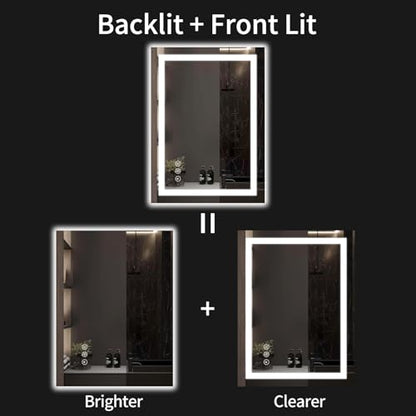24"x32" LED Bathroom Mirror with Lights, Dimmable, Anti-Fog, Lighted Bathroom Vanity Mirror for Wall, Backlit + Front Lit, Memory Function, Shatter-Proof, Tempered Glass - size: 32"L x 24"W