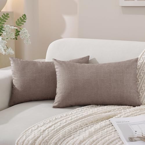 SYSLOON Linen Throw Pillow Covers Set of 2,20x12 Pillow Covers,Coffee - color: Coffee, size: 20" x 12" (Pack of 2)