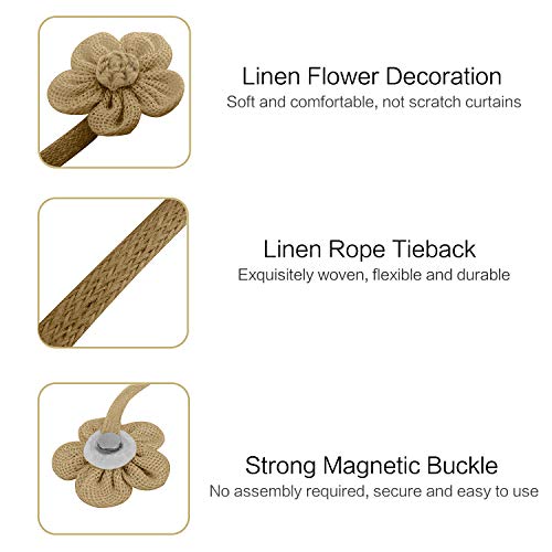 Lewondr Magnetic Window Curtain Rope Holdbacks, Large, Coffee - color: Coffee, size: Large